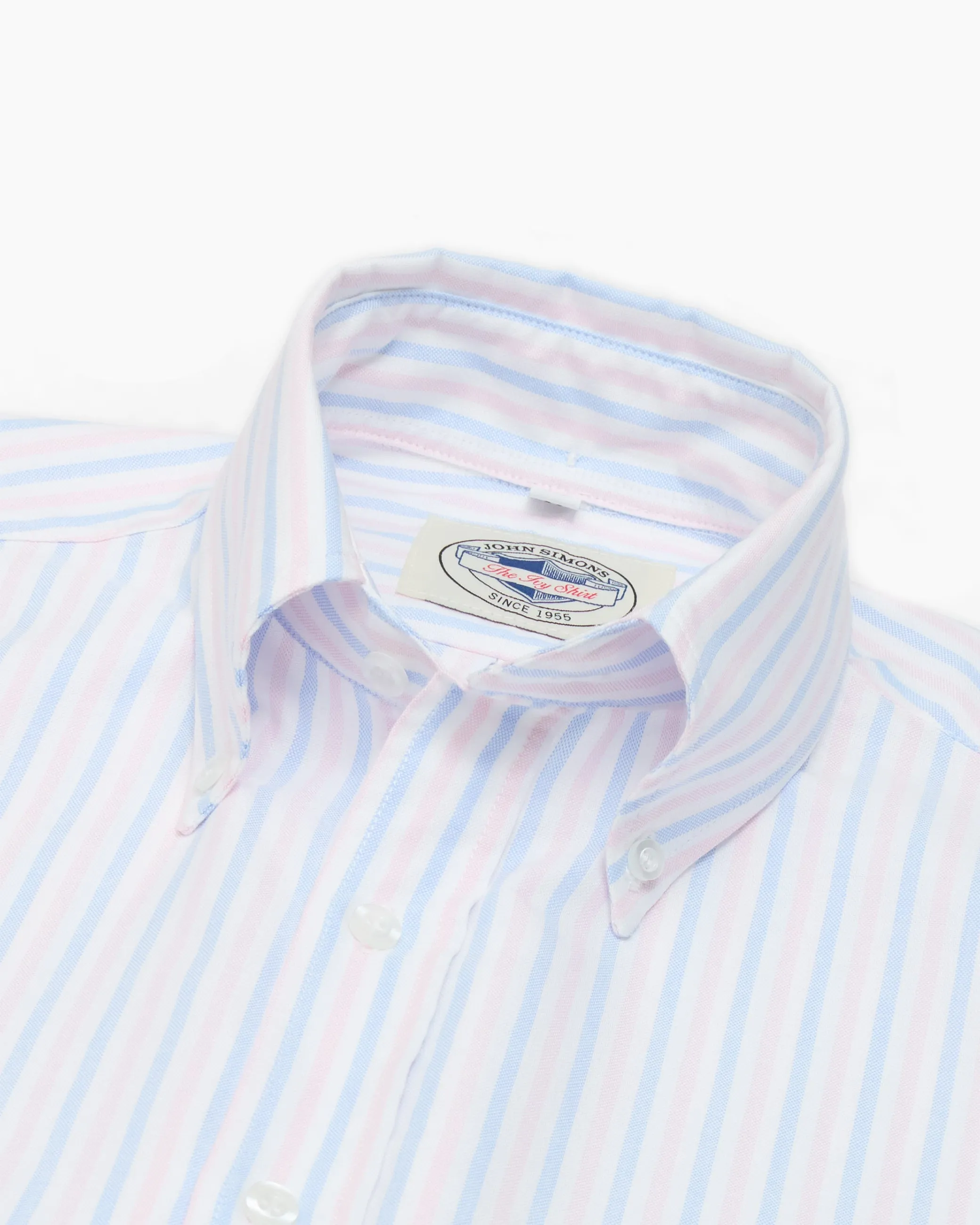 Blue & Pink Stripe Ivy Oxford Shirt sold by John Simons product image thumbnail 4