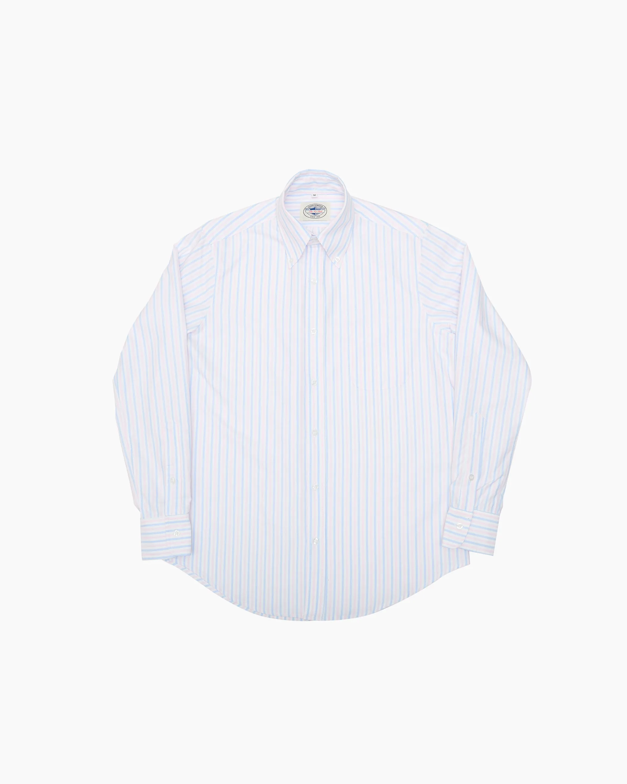 Blue & Pink Stripe Ivy Oxford Shirt sold by John Simons