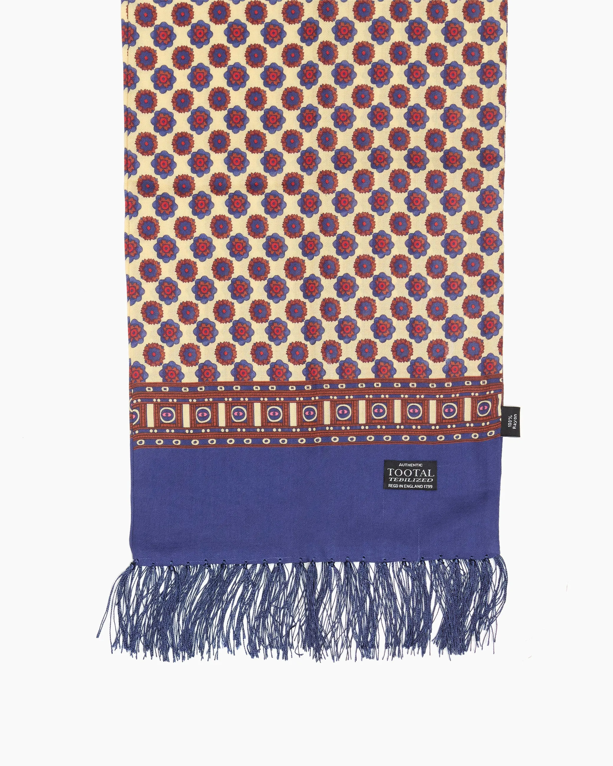 Floral Geometric Navy Fringed Scarf sold by John Simons product image thumbnail 2