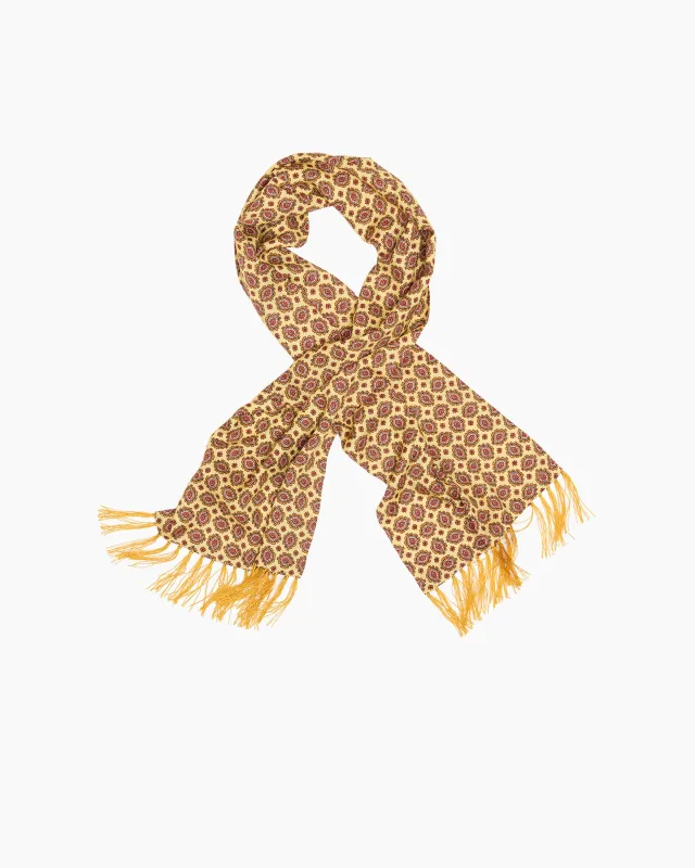 Yellow Medallion Fringed Scarf sold by John Simons