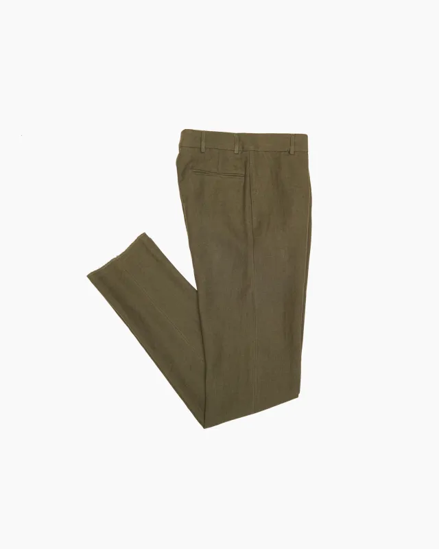 Olive Linen Ivy Trouser sold by John Simons