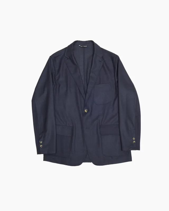 Navy Summer Wool Hopsack Ivy Jacket sold by John Simons