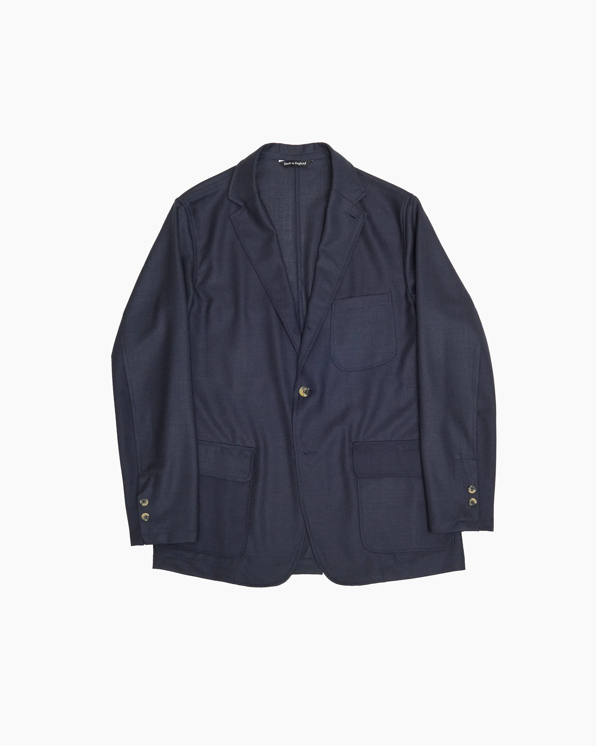 Navy Wool Lightweight Holland & Sherry Hopsack Ivy Jacket sold by John Simons
