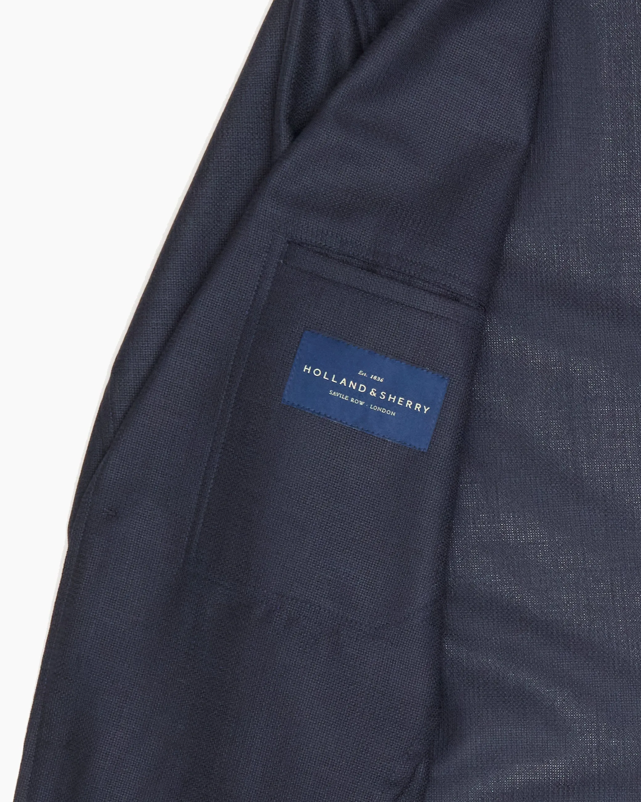 Navy Wool Lightweight Holland & Sherry Hopsack Ivy Jacket sold by John Simons product image thumbnail 3