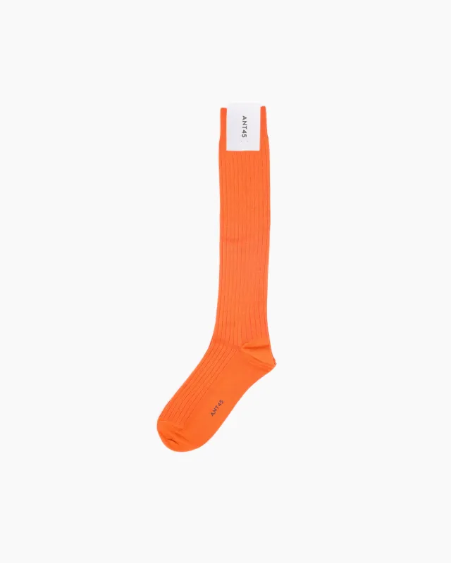 Orange Long Ribbed Cotton Sock sold by John Simons