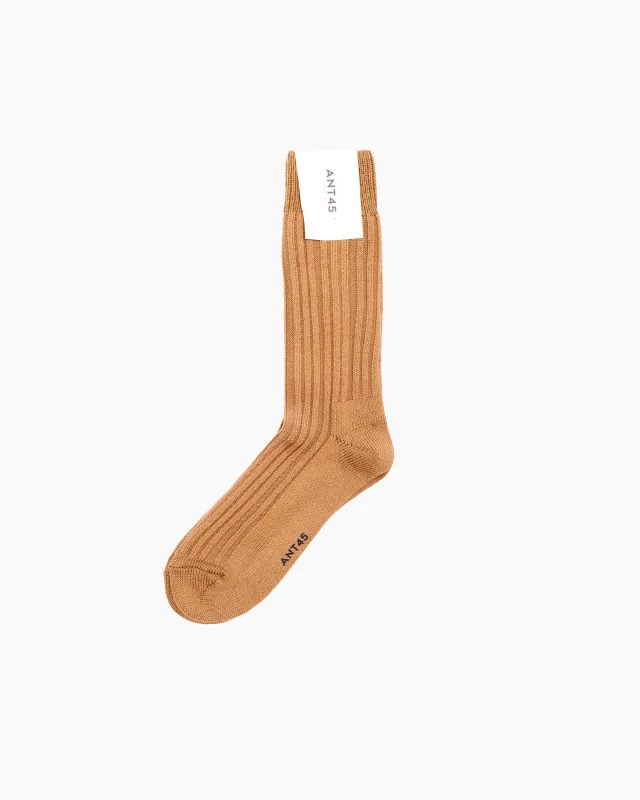 Taupe Cashwool Ribbed Sock sold by John Simons