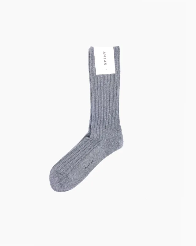 Grey Cashwool Ribbed Sock sold by John Simons