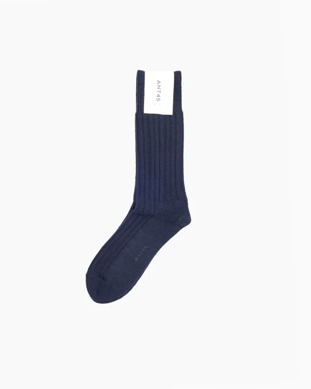 Navy Cashwool Ribbed Sock sold by John Simons