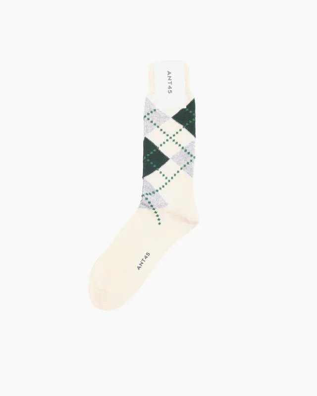 Cream Argyle Lussino Sock made by ANT45