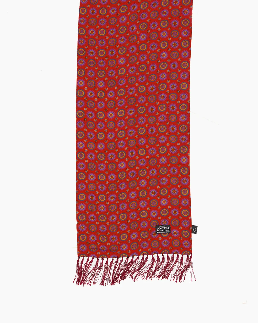 Rich Red Geometric Design Fringed Scarf sold by John Simons product image thumbnail 2