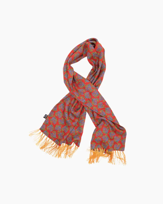 Burnt Red Paisley Fringed Scarf sold by John Simons