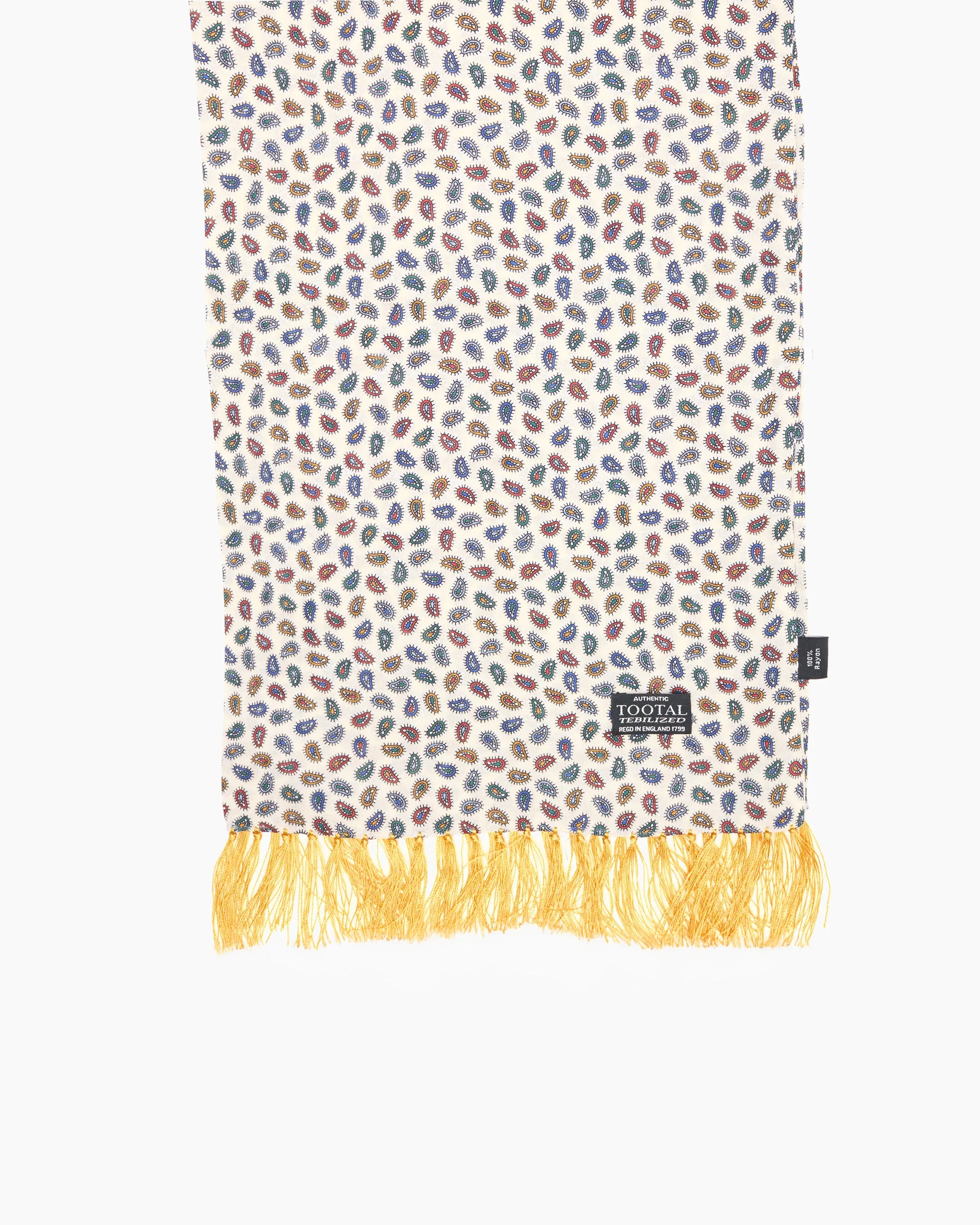 Cream Mini Paisley Fringed Scarf sold by John Simons product image thumbnail 2