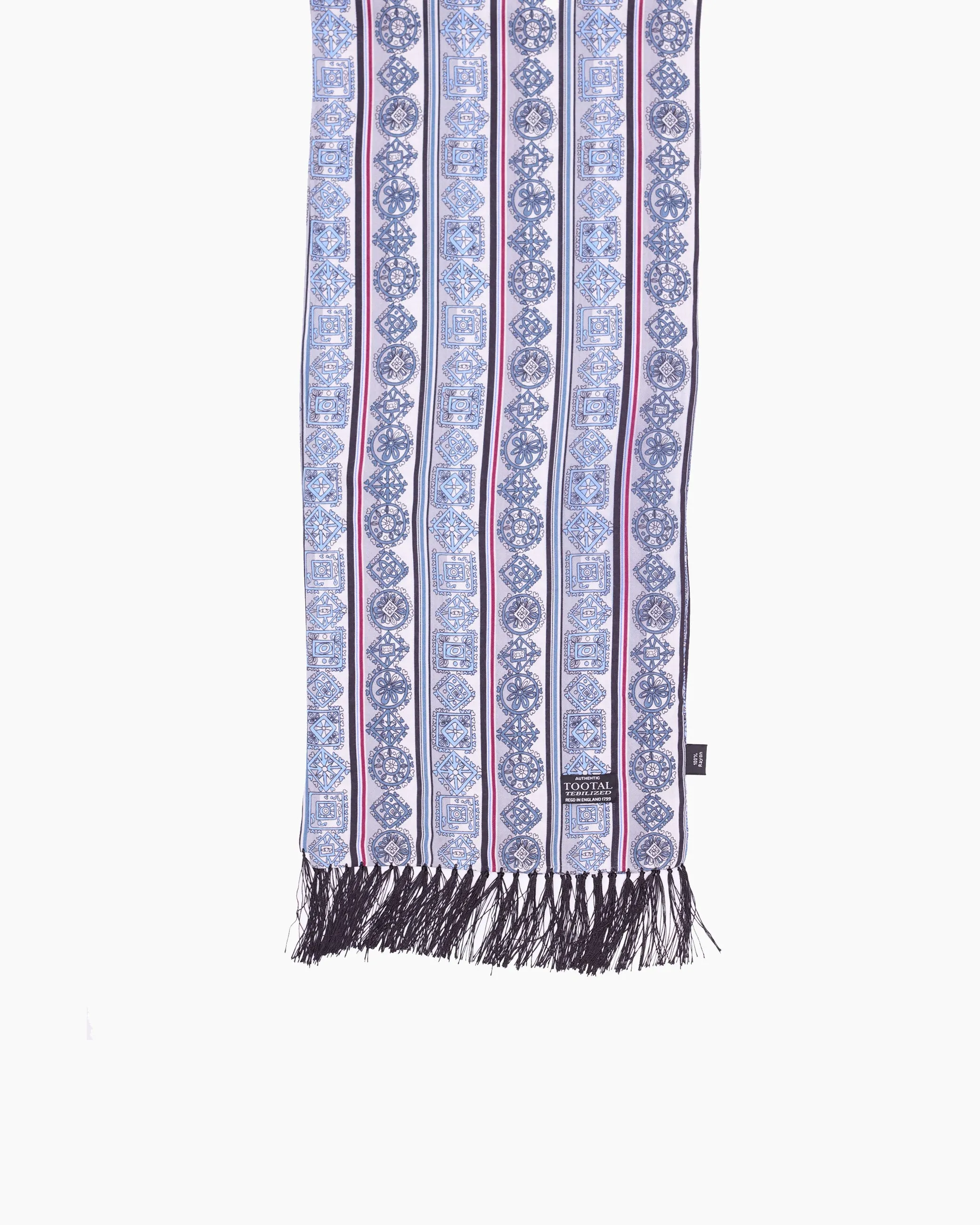 Steel Blue Geometric Fringed Scarf sold by John Simons product image thumbnail 2