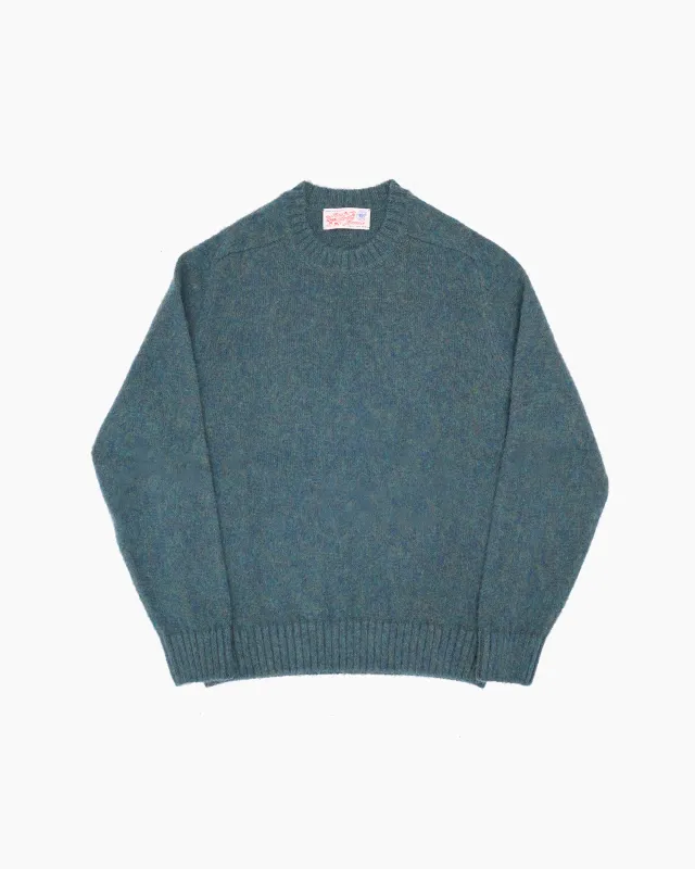 Teal Melange Brushed Shetland Knit Jumper sold by John Simons