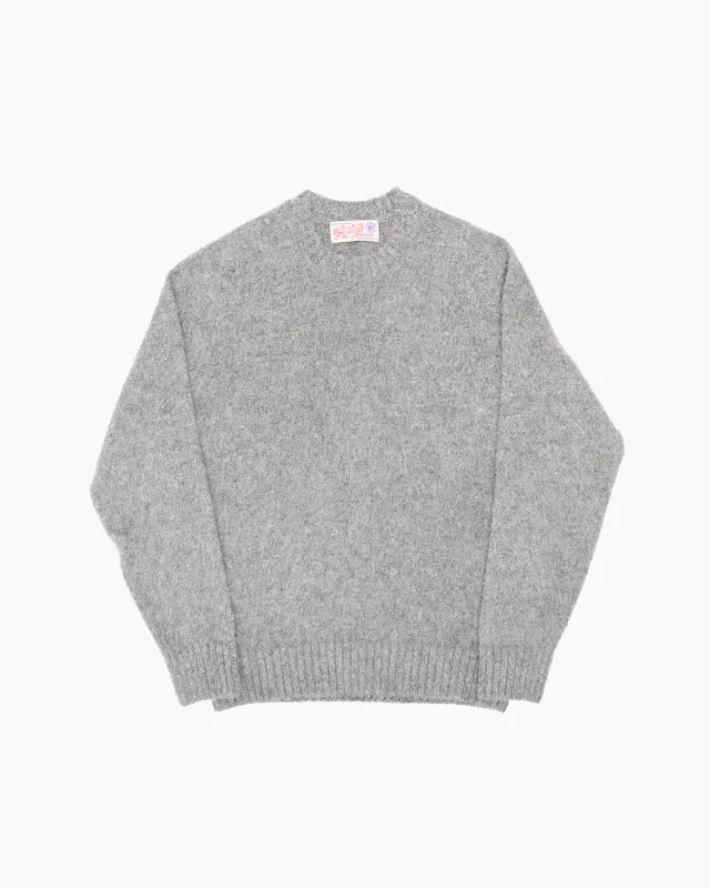 Grey Melange Brushed Shetland Knit Jumper sold by John Simons