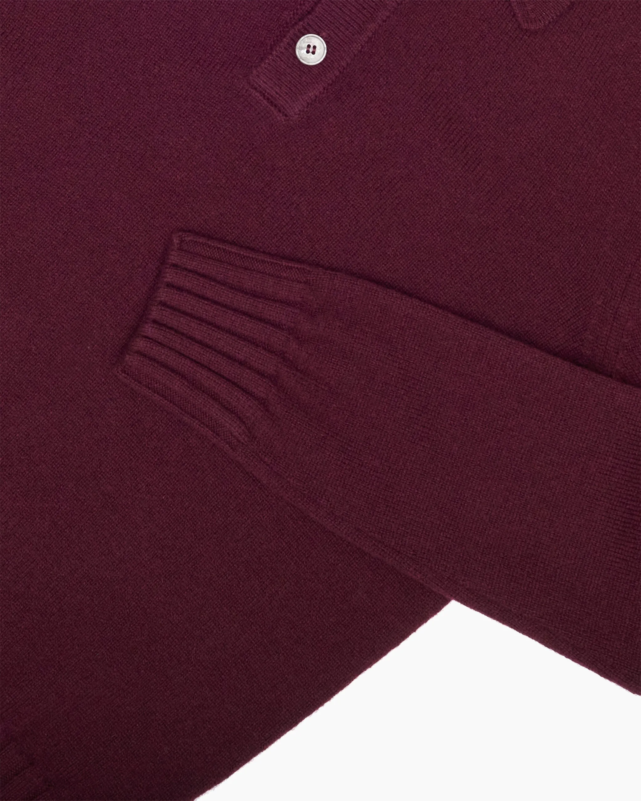 Burgundy Knit Shetland Polo Jumper sold by John Simons product image thumbnail 4