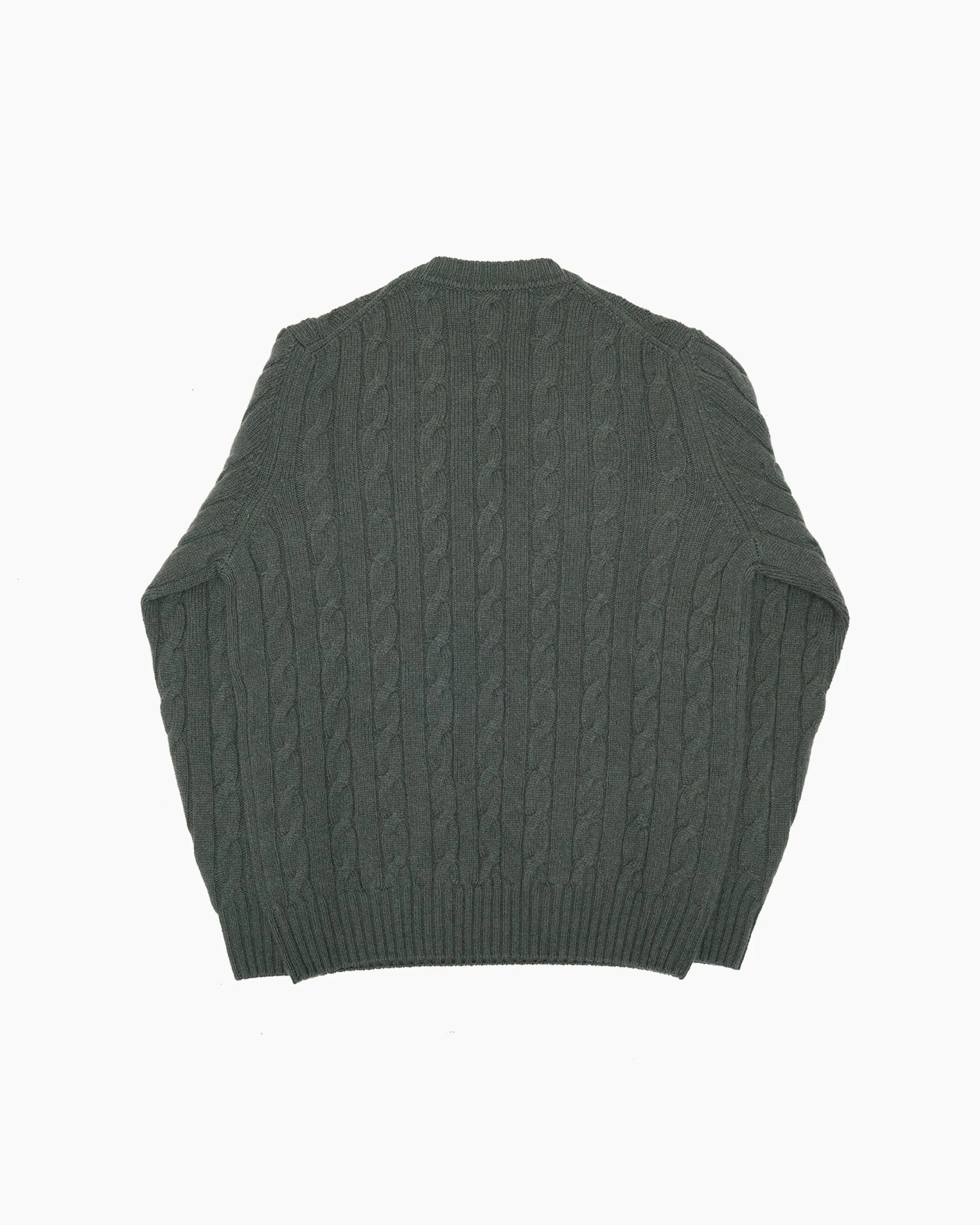 Olive Cable Shetland Knit Jumper sold by John Simons product image thumbnail 4