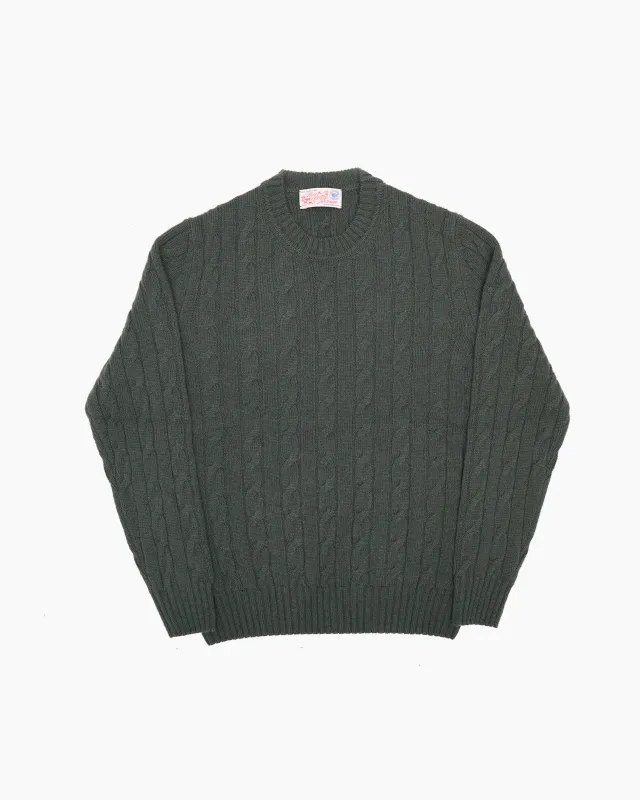 Olive Cable Shetland Knit Jumper sold by John Simons