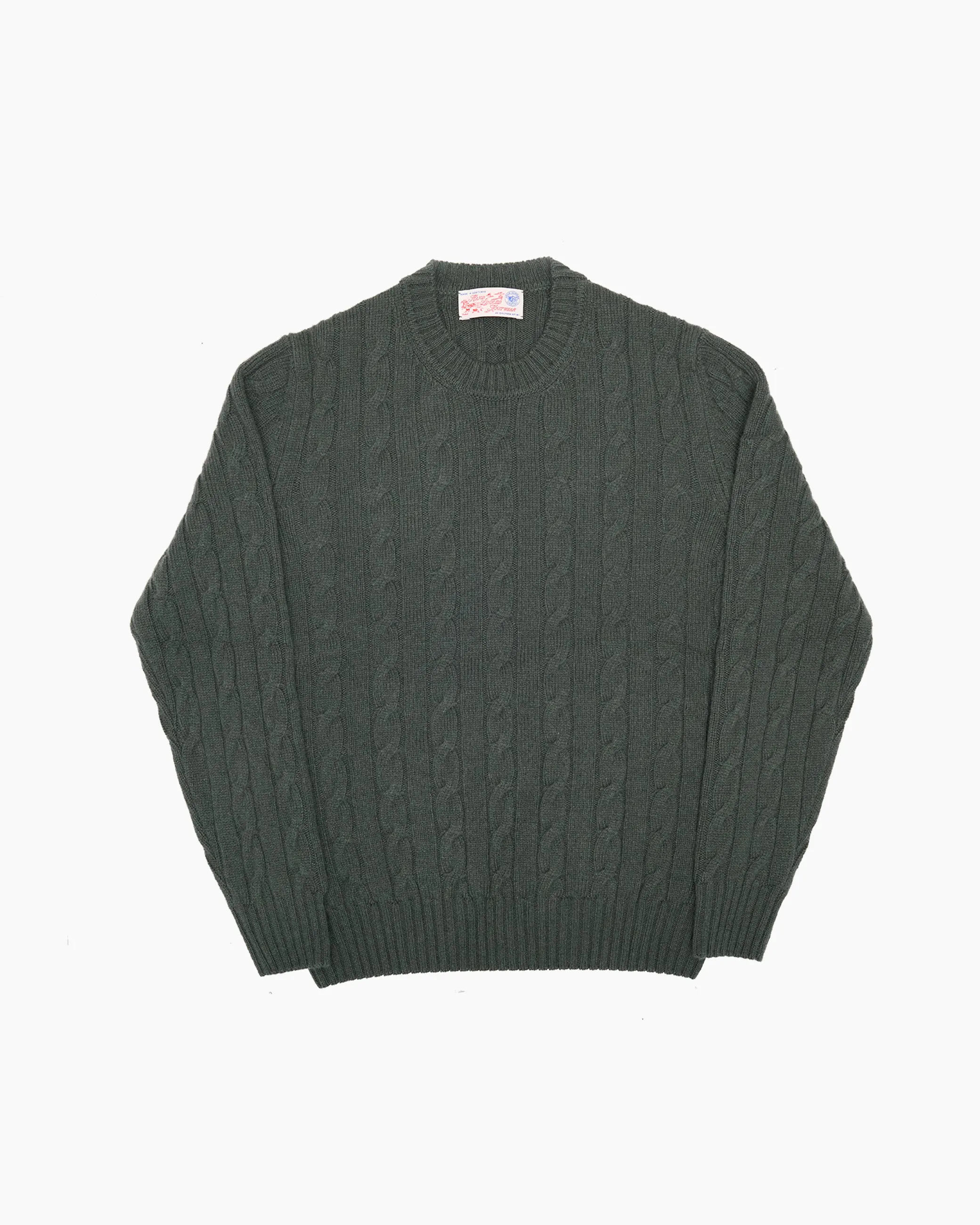Olive Cable Shetland Knit Jumper sold by John Simons