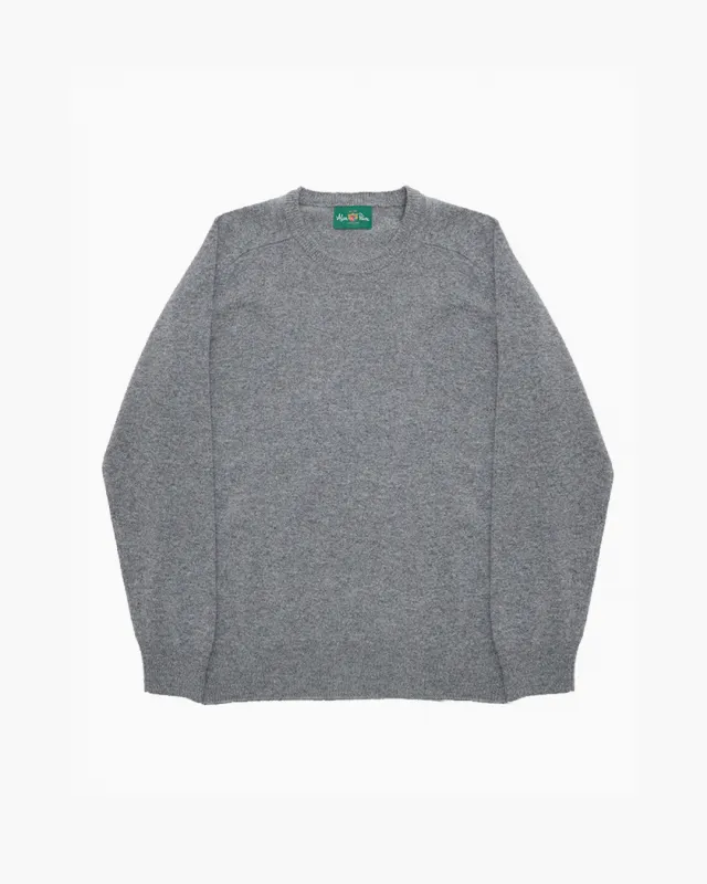 Grey Dorset Lambswool Saddle Shoulder Crew Neck sold by John Simons
