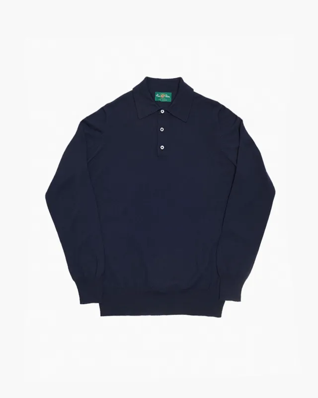 Navy Hindhead Merino Wool Polo Shirt sold by John Simons