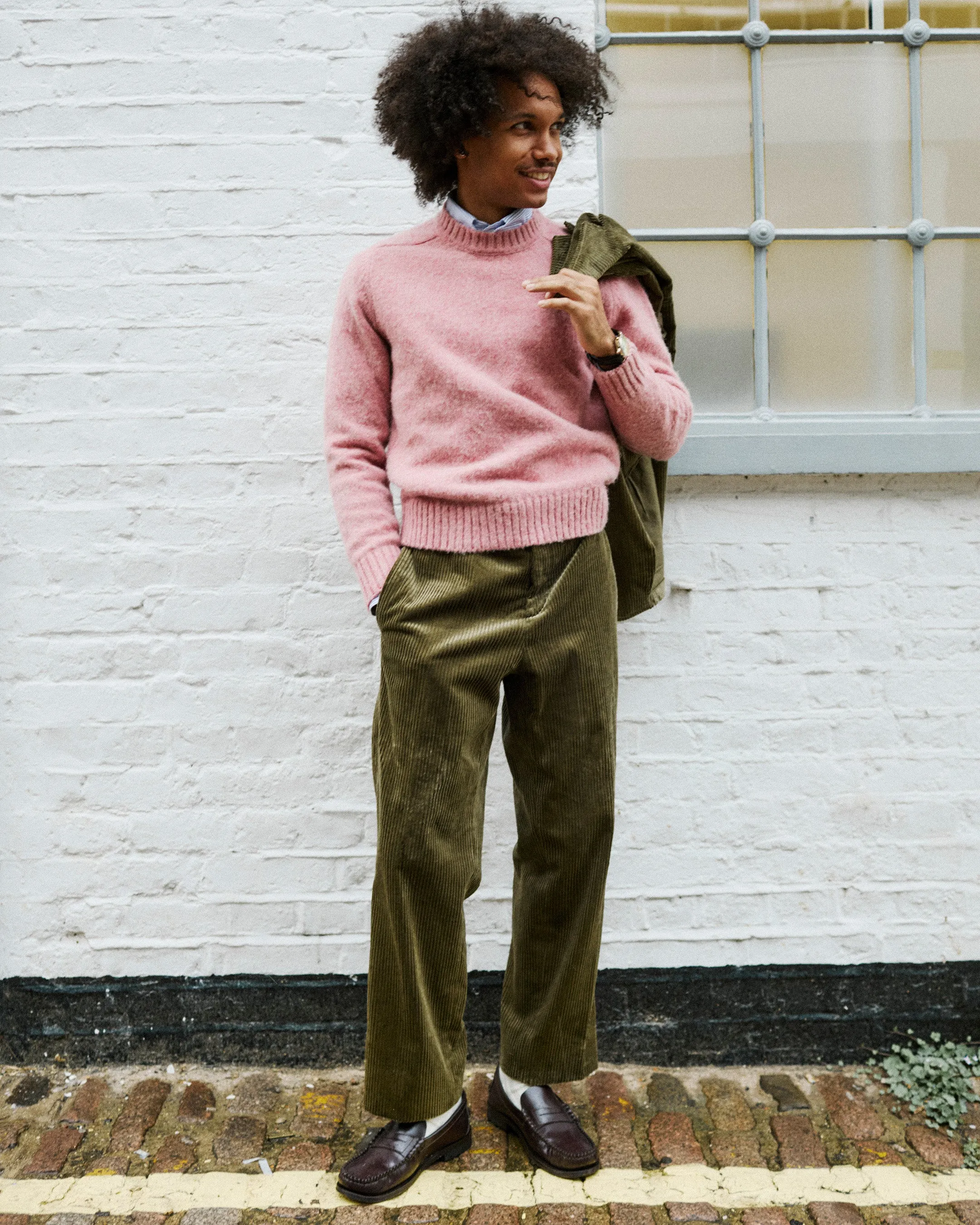 Olive Corduroy Ivy Trouser sold by John Simons product image thumbnail 2