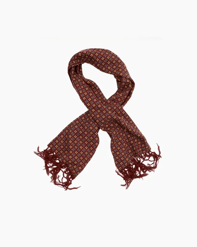 Vintage Burgundy & Yellow Square Patterned Scarf sold by John Simons