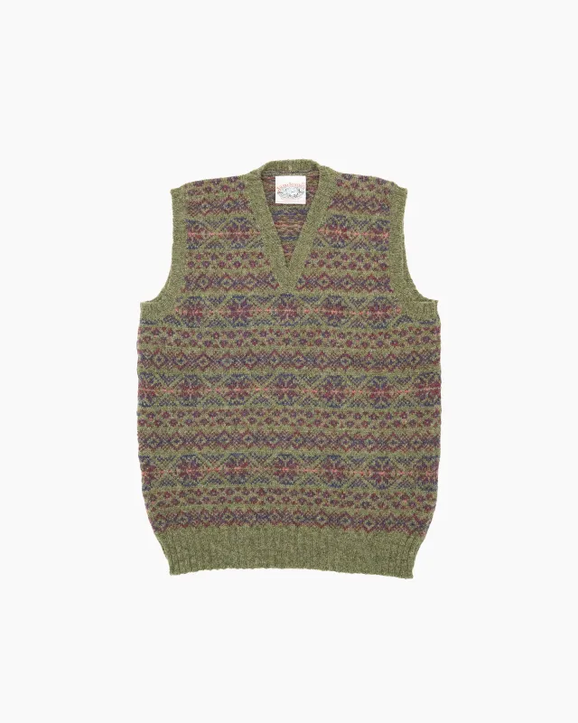 Heather Fair Isle V-Neck Sweater Vest sold by John Simons