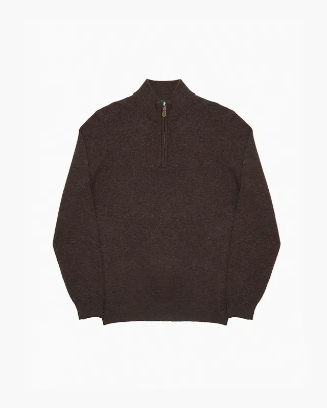 Brown Sutherland Lambswool Quarter Zip sold by John Simons