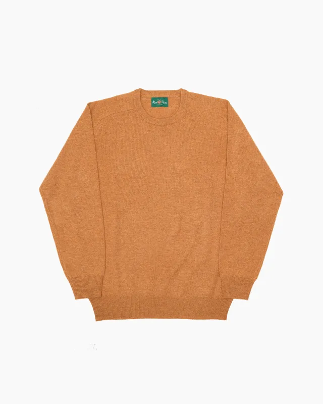 Rust Dorset Lambswool Saddle Shoulder Crew Neck sold by John Simons
