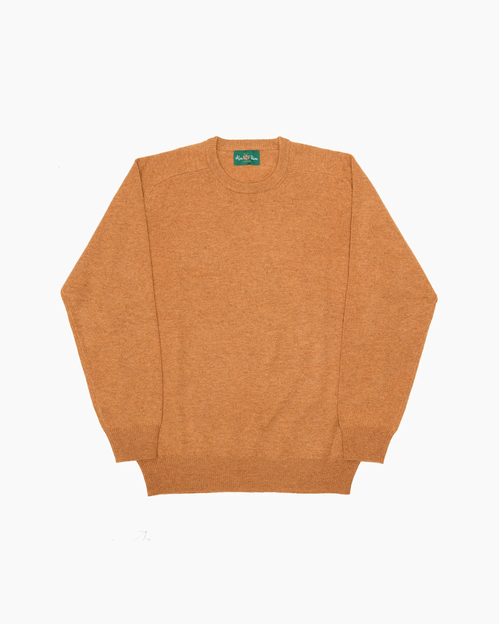 Rust Dorset Lambswool Saddle Shoulder Crew Neck sold by John Simons