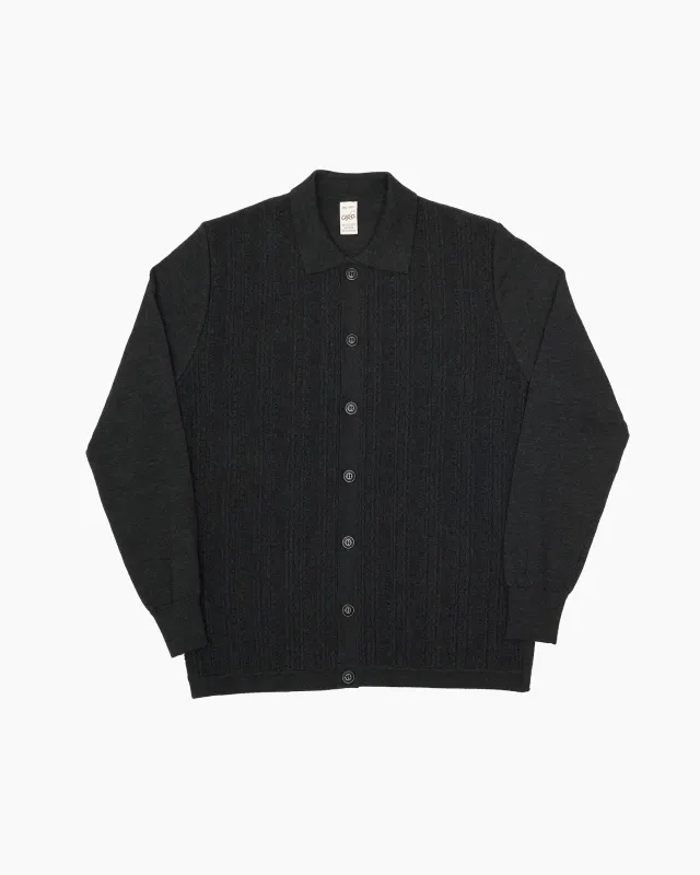 Charcoal Polo Knit Cardigan sold by John Simons