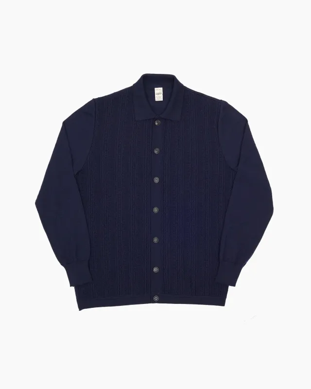 Navy Polo Knit Cardigan sold by John Simons