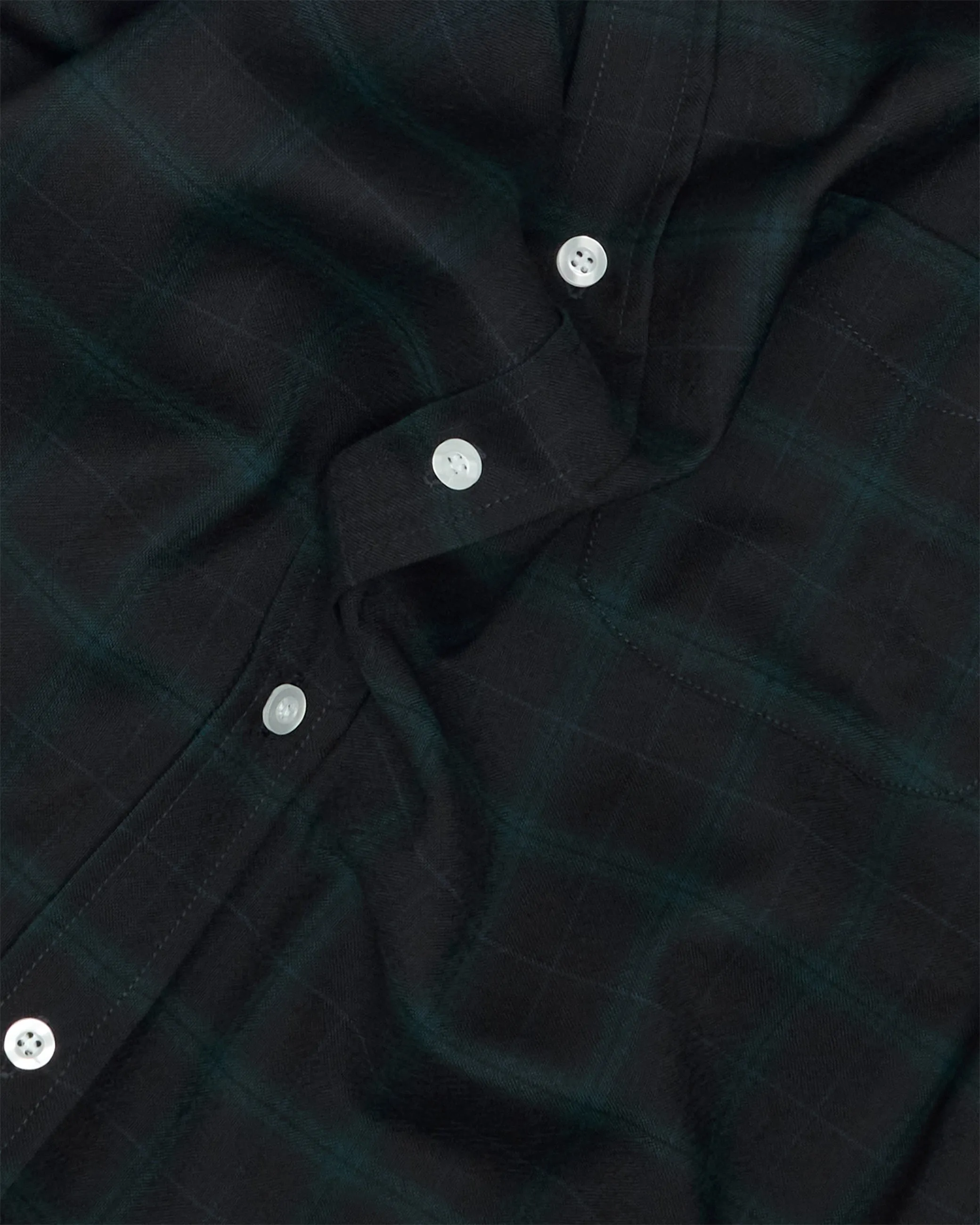 Midnight Navy & Green Check Wool Ivy Shirt sold by John Simons product image thumbnail 4