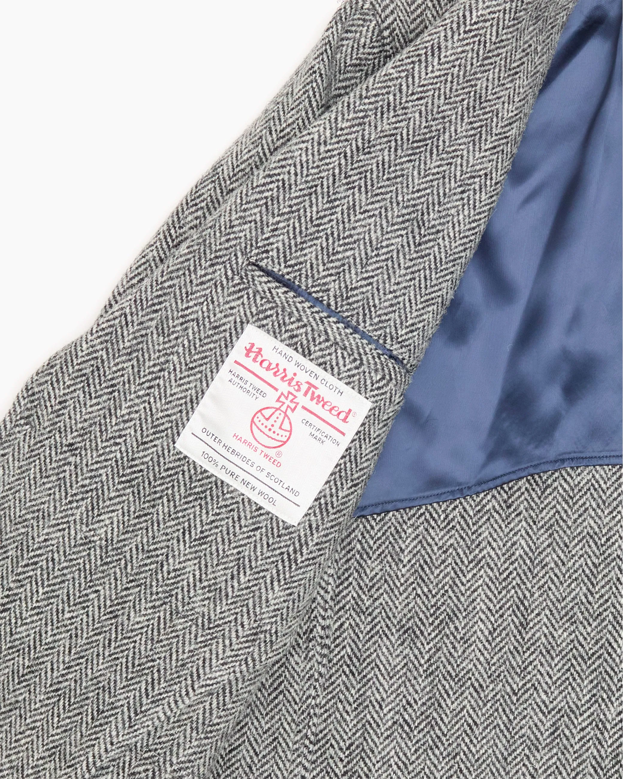 Grey Herringbone Heavyweight Harris Tweed Ivy Jacket sold by John Simons product image thumbnail 2