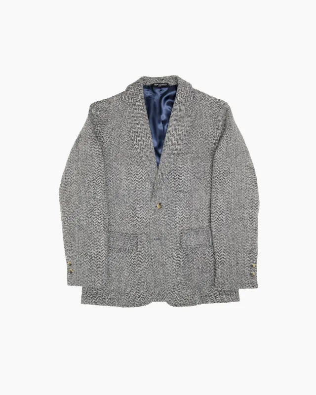 Grey Herringbone Heavyweight Harris Tweed Ivy Jacket sold by John Simons
