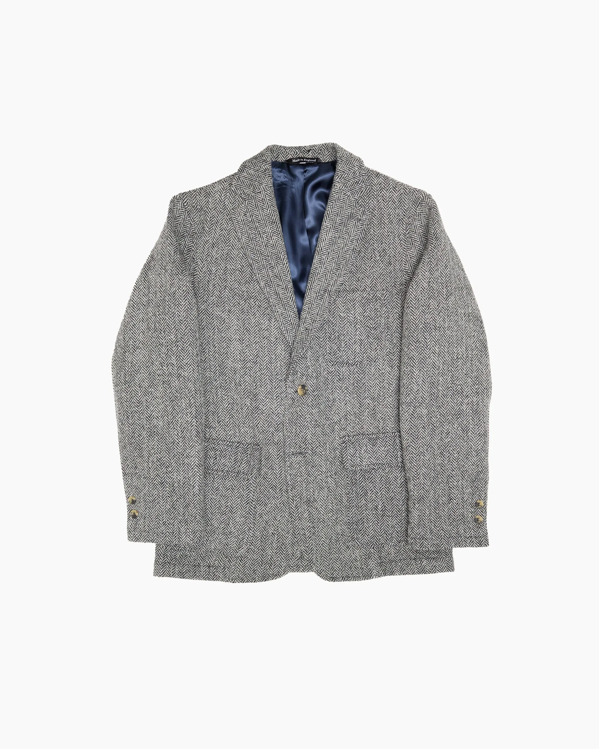 Grey Herringbone Heavyweight Harris Tweed Ivy Jacket sold by John Simons