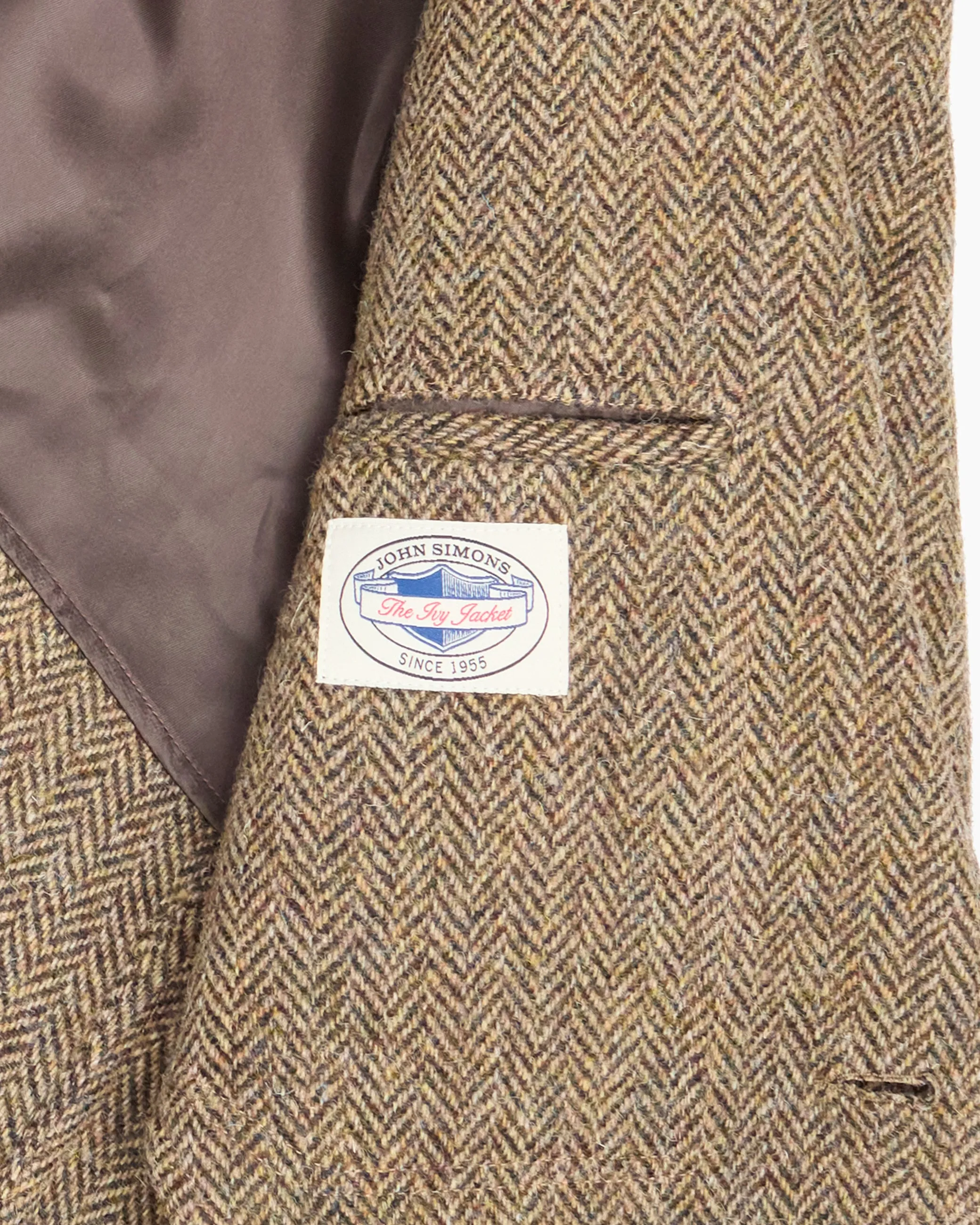 Light Brown Herringbone Heavyweight Harris Tweed Ivy Jacket sold by John Simons product image thumbnail 4