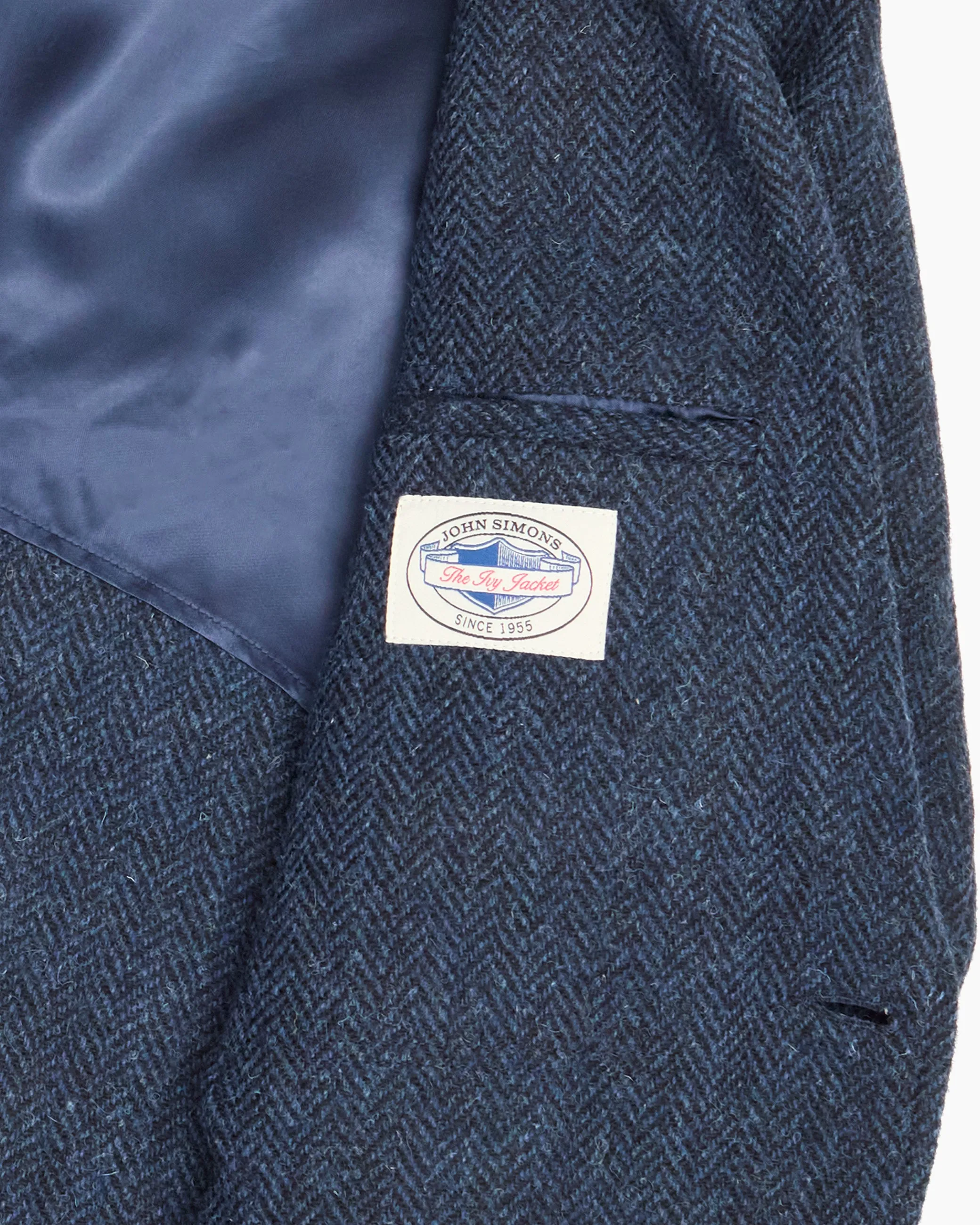 Midnight Blue Herringbone Heavyweight Harris Tweed Ivy Jacket sold by John Simons product image thumbnail 5