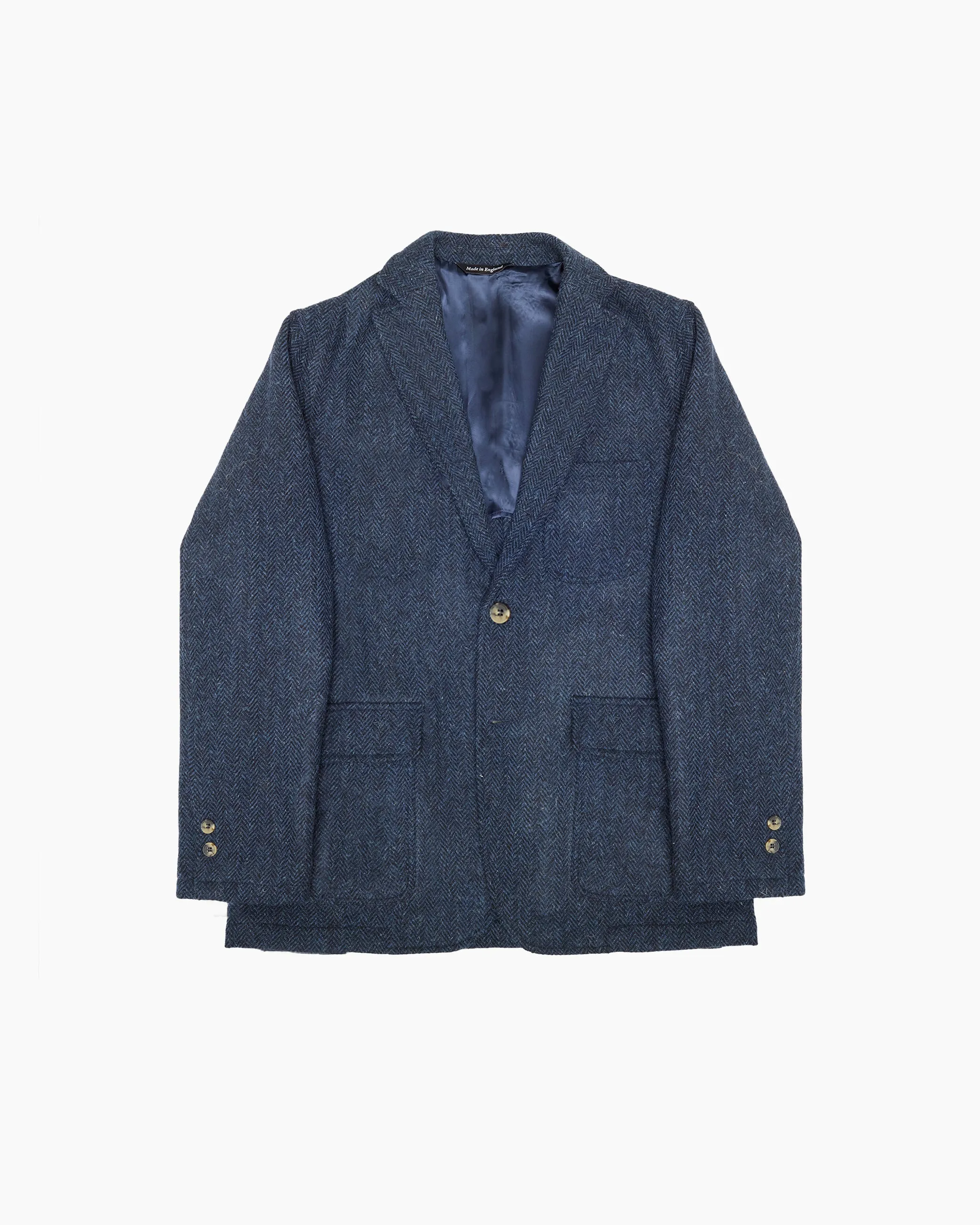 Midnight Blue Herringbone Heavyweight Harris Tweed Ivy Jacket sold by John Simons