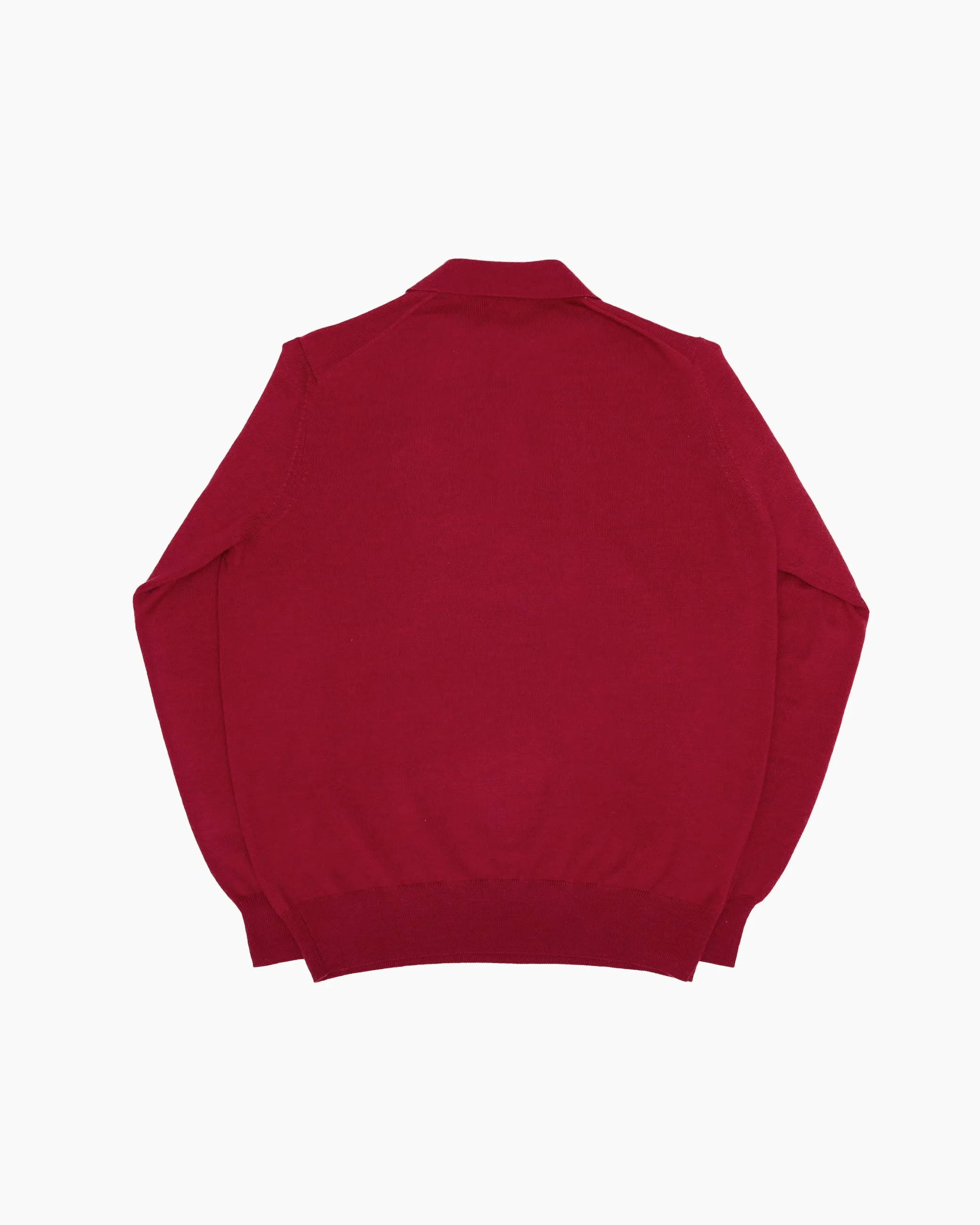Carmine Red Merino Wool Hindhead Polo Shirt sold by John Simons product image thumbnail 4