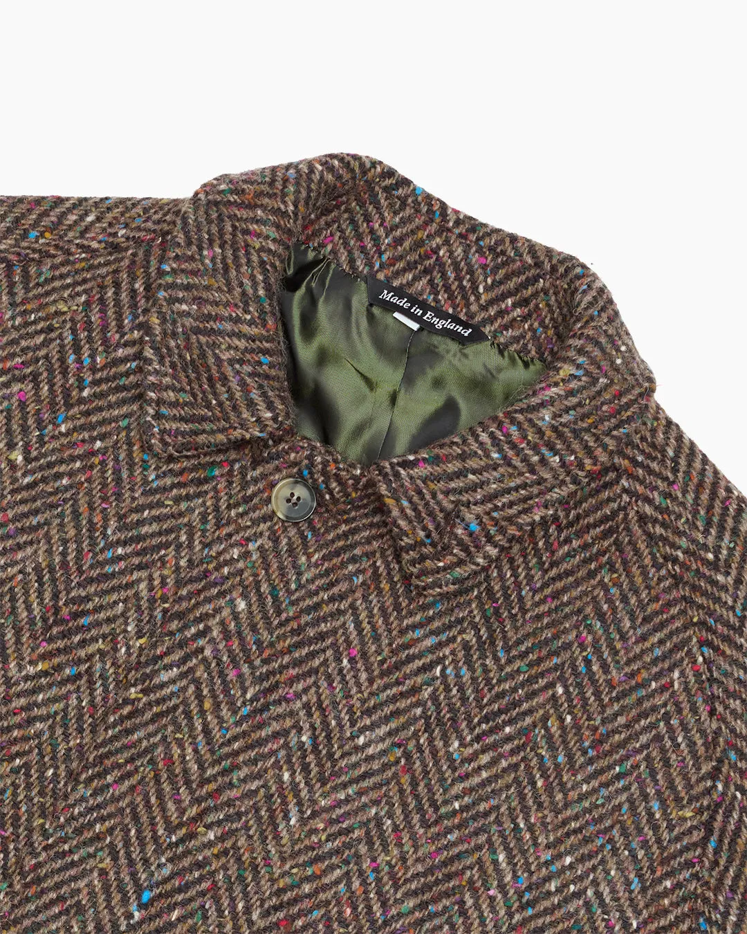 Full Length Brown Herringbone Donegal Tweed Overcoat sold by John Simons product image thumbnail 4