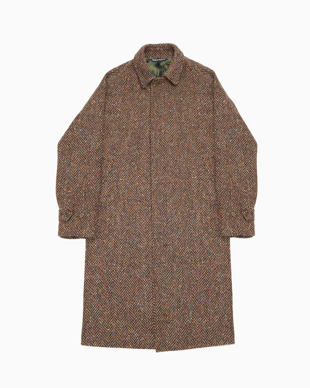 Full Length Brown Herringbone Donegal Tweed Overcoat sold by John Simons