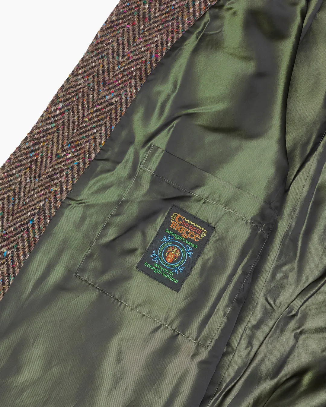 Full Length Brown Herringbone Donegal Tweed Overcoat sold by John Simons product image thumbnail 5