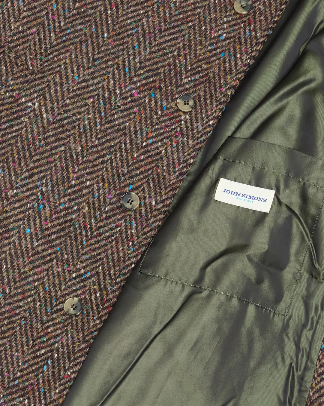 Full Length Brown Herringbone Donegal Tweed Overcoat sold by John Simons product image thumbnail 3