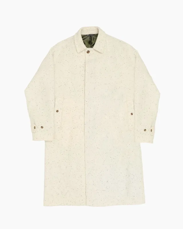 Full Length Vanilla Cream Harris Tweed Overcoat sold by John Simons