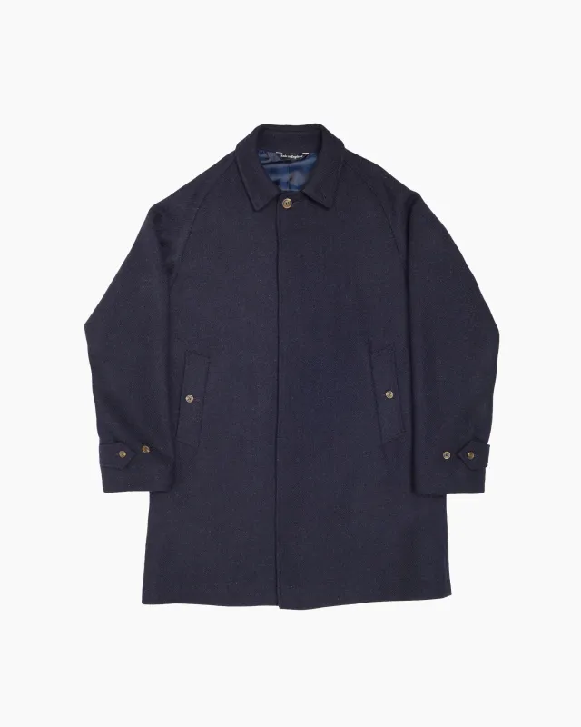 Navy Harris Tweed Overcoat sold by John Simons