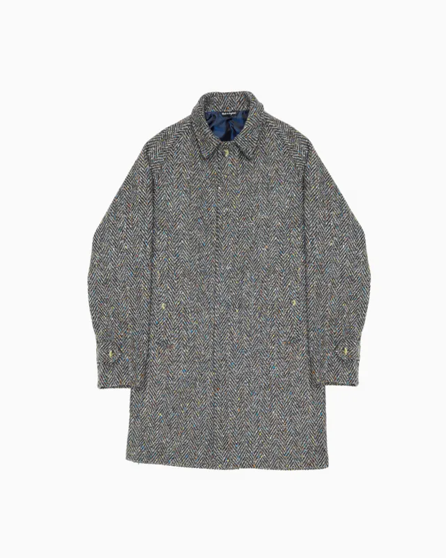 Grey Herringbone Donegal Tweed Overcoat sold by John Simons