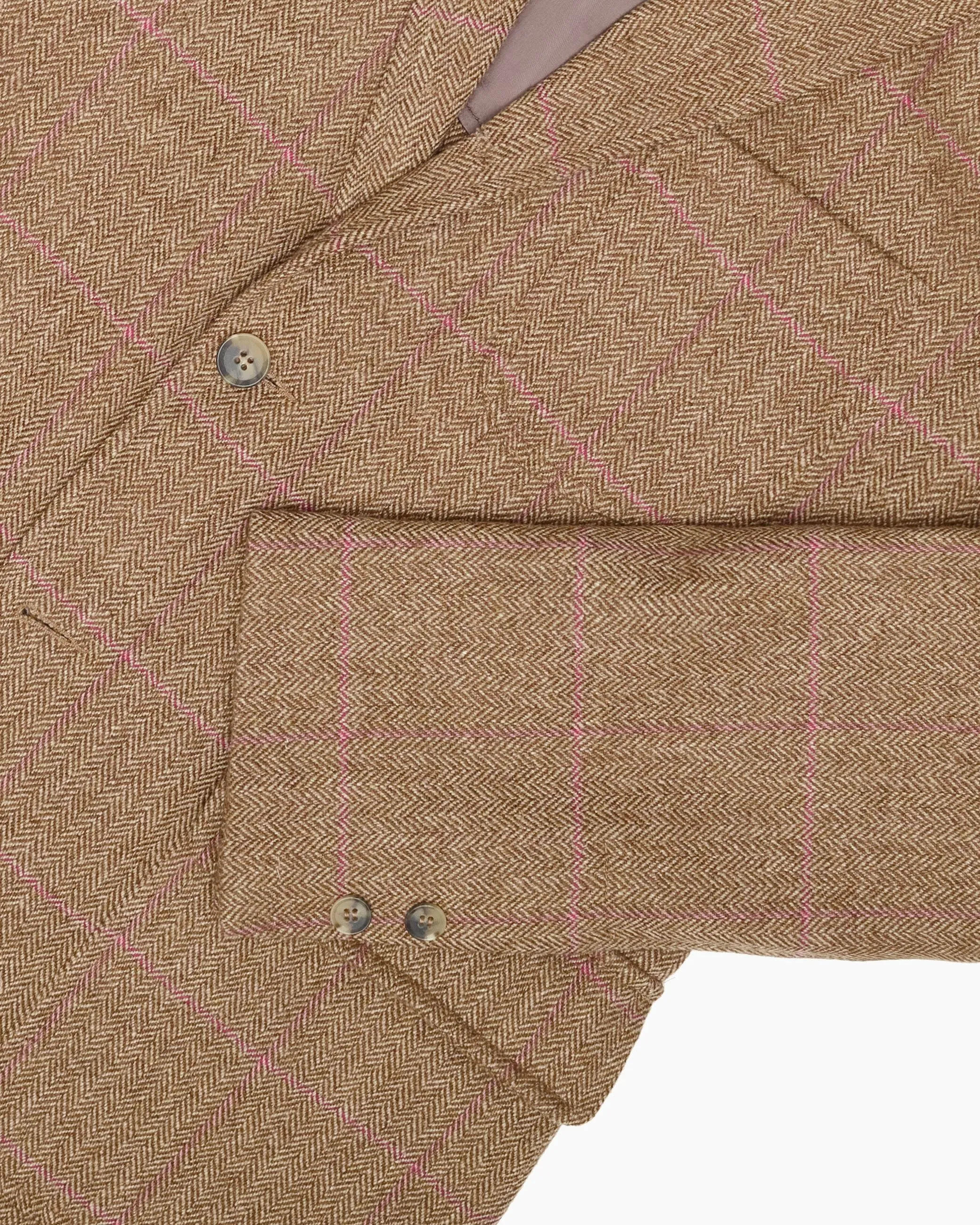 Archive Brown & Pink Overcheck Herringbone Ivy Jacket sold by John Simons product image thumbnail 4