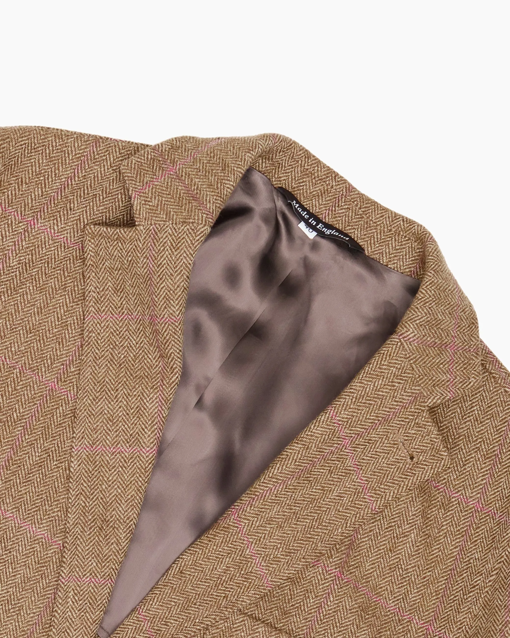 Archive Brown & Pink Overcheck Herringbone Ivy Jacket sold by John Simons product image thumbnail 2